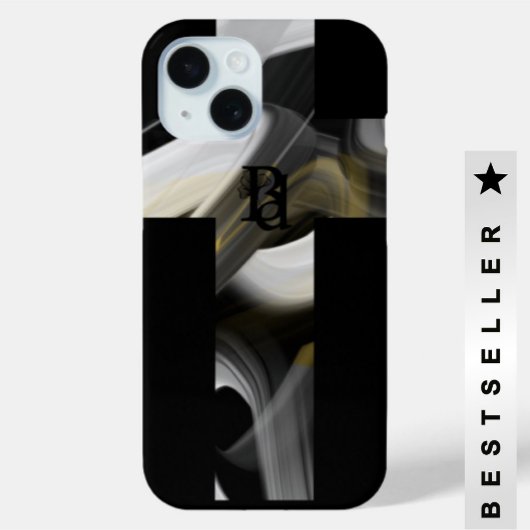 iPhoneケーストレンド抽象芸術アート白黒金ゴールド Case-Mate iPhoneケース