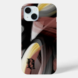 iPhoneケーストレンド抽象芸術白黒粉末 iPhone 15ケース