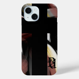 iPhoneケーストレンド抽象芸術白黒粉末 iPhone 15ケース