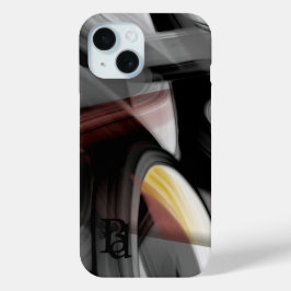 iPhoneケーストレンド抽象芸術白黒粉末 iPhone 15ケース