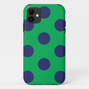 iPhoneケース水玉模様グリーン&ネイビーブルー iPhone 11 ケース