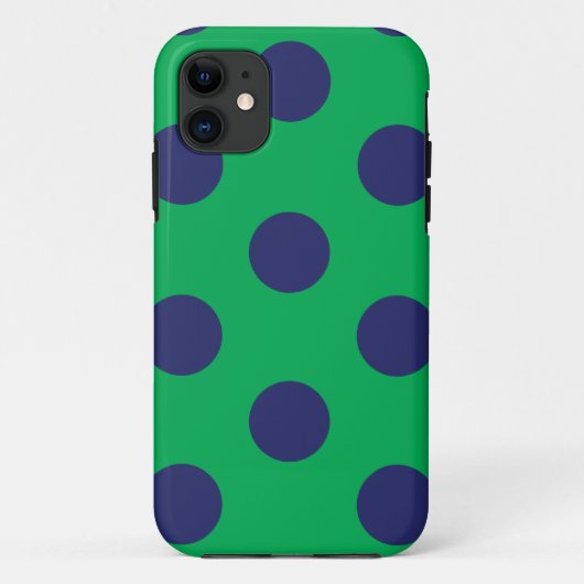 iPhoneケース水玉模様グリーン&ネイビーブルー Case-Mate iPhoneケース (裏面)