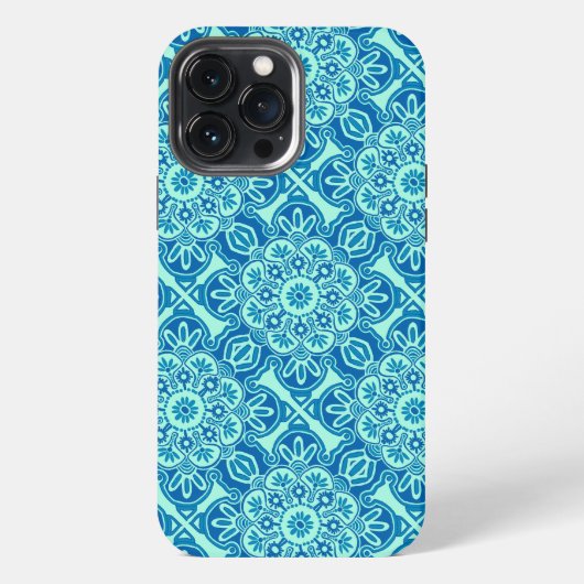 iPhoneケース青と緑の部族 iPhoneケース (裏面)