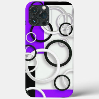 iPhoneケース黒、白、紫のカラフル円 iPhone 13 Pro Maxケース