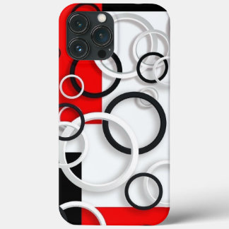 iPhoneケース黒、白、赤のカラフル円 iPhone 13 Pro Maxケース