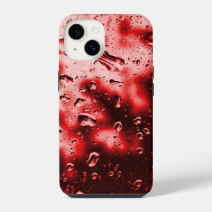iPhoneケース – オリジナルレインドロップアート – 赤 iPhone 14ケース