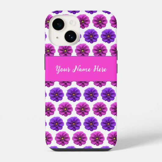 iPhoneケース - ピンクとパープルの花 iPhone 14ケース (裏面)