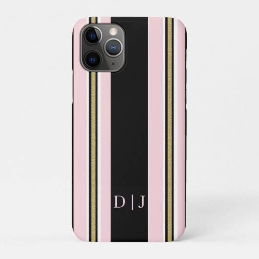 iPhoneケース ピンク&ホワイトゴールド ブラックストライプ Case-Mate iPhoneケース (裏)
