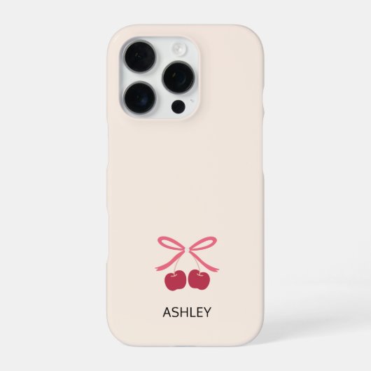 iPhoneケース | 可愛いチェリーリボンのスマホカバー iPhone 16 Proケース (裏面)