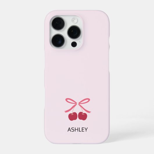 iPhoneケース | 可愛いチェリーリボンのスマホカバー iPhone 16 Proケース (裏面)