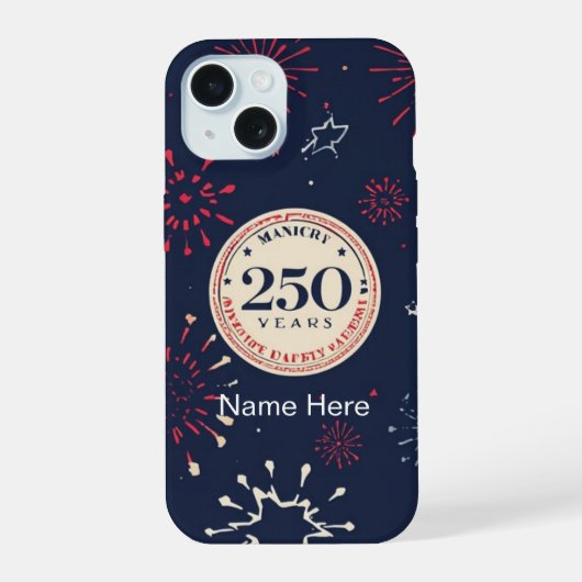 iPhoneケース - 名前入りカスタム 250周年 iPhone 15ケース (裏面)