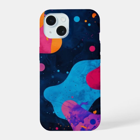iPhoneケース 抽象的ネオンスプラッター iPhone 15ケース (裏面)