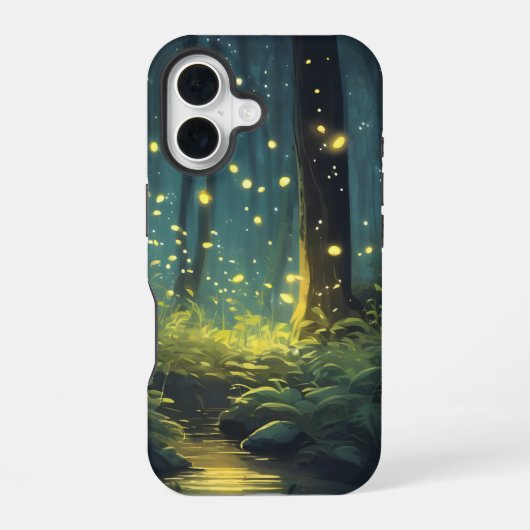 iPhoneケース - 蛍が光る明るい森 iPhone 16ケース (裏面)