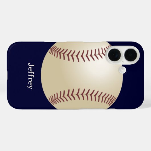 iPhoneケース,野球,青,名パーソナライズされた前 Case-Mate iPhoneケース (裏面 (横))