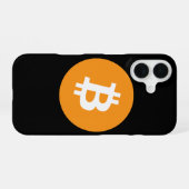 iPhoneケースBitcoinブラックオレンジの暗号通貨 iPhone 16ケース (裏面横)
