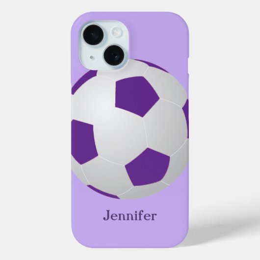 iPhoneサッカー、紫パーソナライズされた名 Case-Mate iPhoneケース (裏面)