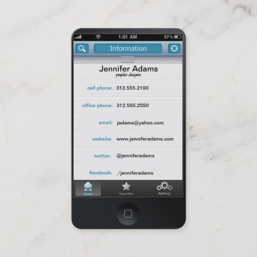 iPhoneフォトパーソナライズされた名刺 名刺 (正面)