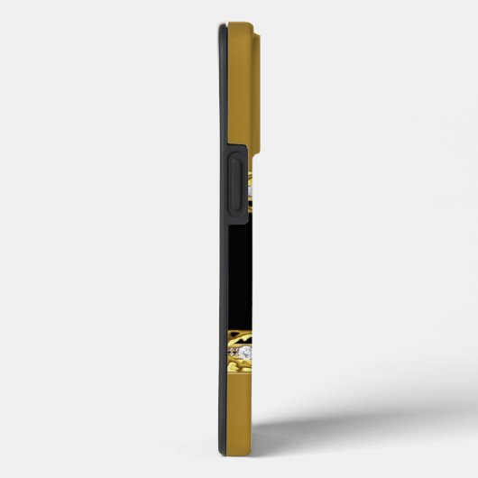 iPhoneブラックフローラフェイク金ゴールド Case-Mate iPhoneケース (裏面 / 右)