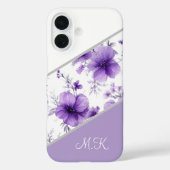 iPhoneモデル対応 パープル フローラル モノグラム スマホケース Case-Mate iPhoneケース (裏面)