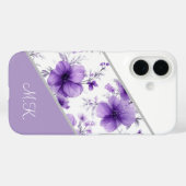 iPhoneモデル対応 パープル フローラル モノグラム スマホケース Case-Mate iPhoneケース (裏面 (横))