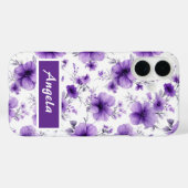 iPhone専用パーソナライズ紫花柄携帯電話ケース Case-Mate iPhoneケース (裏面 (横))