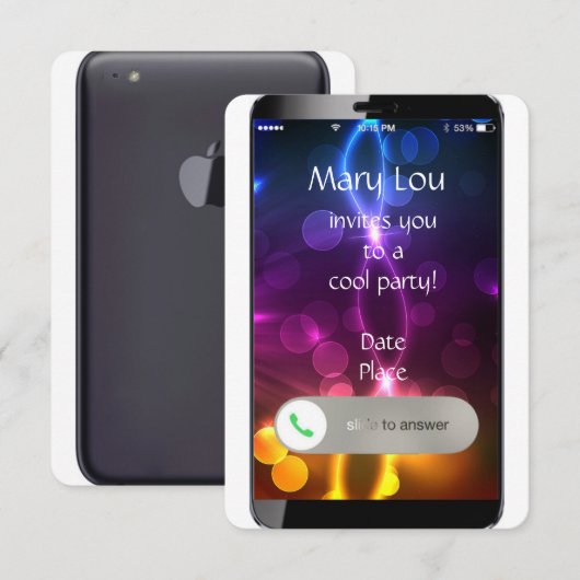iPhone招待状(背景カスタム) 招待状 (正面/裏面)