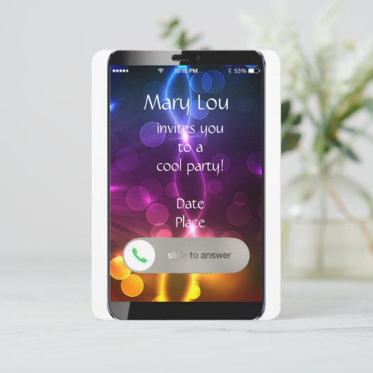 iPhone招待状(背景カスタム) 招待状 (スタンド正面)