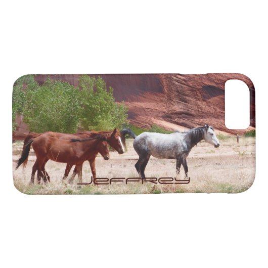 iPhone渓谷で歩き回っている7頭の場合3の馬 Case-Mate iPhoneケース (裏面(横))