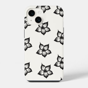 iPhone用ブラック&ホワイトフラワーフローラ電話ケース16 iPhone 14ケース
