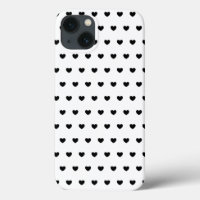iPhone用白黒ハートパターンカバー