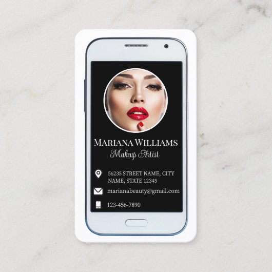 iphone頭が切れるソーシャルメディアフォトqrコード 名刺 (正面)