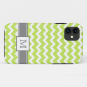 iPhone5カスタムなモノグラムの灰色のライムシェブロン Case-Mate iPhoneケース (裏面(横))