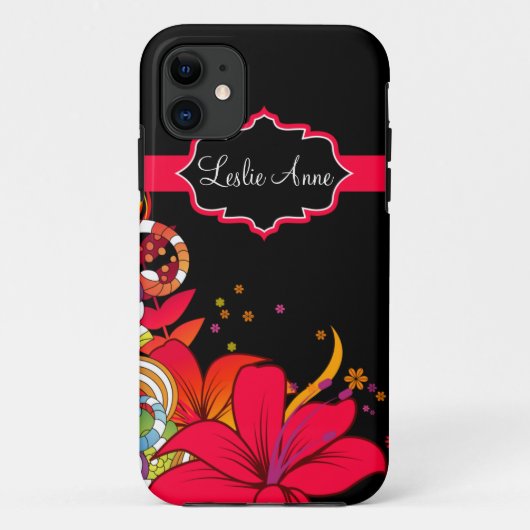 iPhone5ガーリーで抽象的な熱帯花のモノグラム Case-Mate iPhoneケース (裏面)