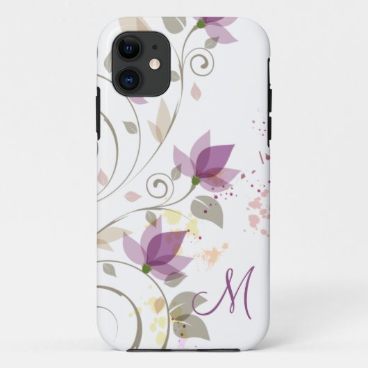 iPhone5ガーリーな紫色のラベンダーの花柄のモノグラム Case-Mate iPhoneケース (裏面)