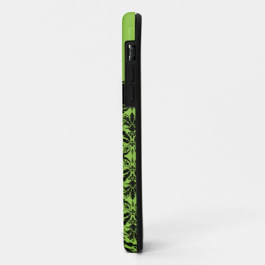 iPhone5ライムグリーンの黒のダマスク織のモノグラム Case-Mate iPhoneケース (裏面/左)