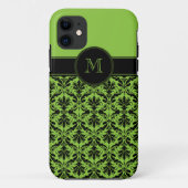 iPhone5ライムグリーンの黒のダマスク織のモノグラム Case-Mate iPhoneケース (裏面)