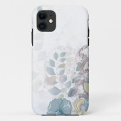 iPhone5抽象的で青いピンクの水彩画の花柄の箱 Case-Mate iPhoneケース (裏面)