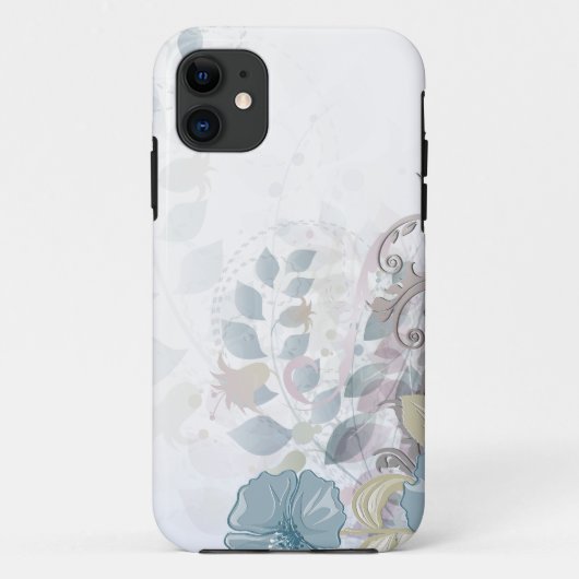 iPhone5抽象的で青いピンクの水彩画の花柄の箱 Case-Mate iPhoneケース (裏面)