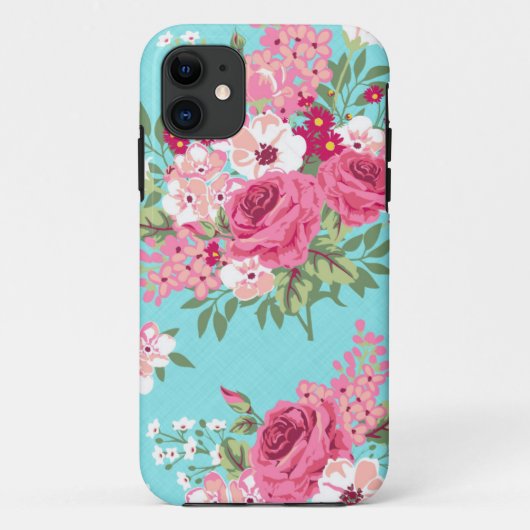 IPhone6ケースのヴィンテージのバラのガーリーなターコイズの花柄 Case-Mate iPhoneケース (裏面)