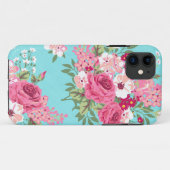 IPhone6ケースのヴィンテージのバラのガーリーなターコイズの花柄 Case-Mate iPhoneケース (裏面(横))