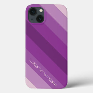 iPhone6ケース5の紫色の対角線のストライプのカスタム iPhone 13ケース