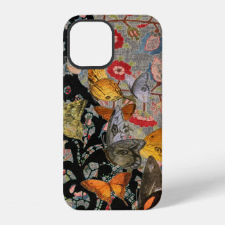 iPHONE カバー ウィリアム・モリス ブラックレースの蝶々