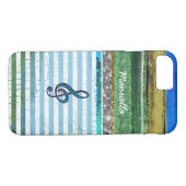 iPhone-ストライプの 6、ミュージカルノート付き&パーソナライズされた Case-Mate iPhoneケース (裏面(横))