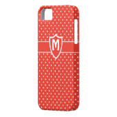 iPhone モノグラムの 5ケース、赤い水玉模様 Case-Mate iPhoneケース (裏面左)