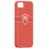 iPhone モノグラムの 5ケース、赤い水玉模様 Case-Mate iPhoneケース (裏面/右)