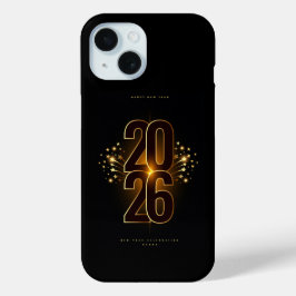 iPhone -新年おめでとう 2026 エレガント ゴールド タイポグラフィ 15ケース