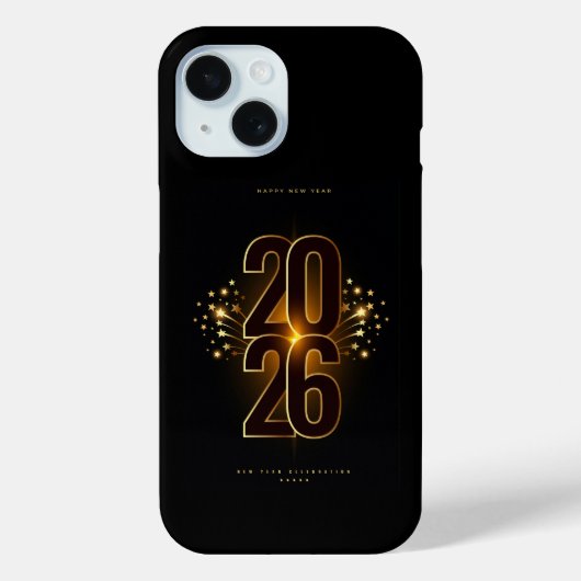 iPhone -新年おめでとう 2026 エレガント ゴールド タイポグラフィ Case-Mate iPhoneケース (裏面)