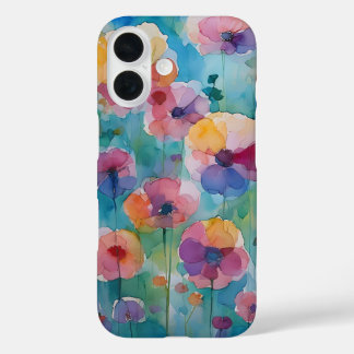 iPhone 水彩花柄 パステルケース 16ケース