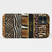 iPhone 高級感あるゴールドのミックスアニマルプリント Case-Mate iPhoneケース (裏面(横))