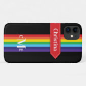 iPhone 11ケース |モノグラムストライプの付きレインボー Case-Mate iPhoneケース (裏面(横))